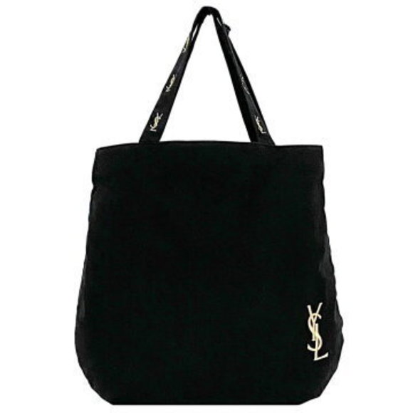 Saint Laurent Yves Tote Bag Black Embroidered Canvas - Picture 1 of 9